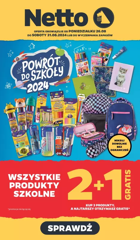 Netto - gazetka promocyjna Ulotka Powrót do szkoły od poniedziałku 26.08 do soboty 31.08