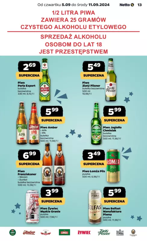 Netto - gazetka promocyjna Gazetka Spożywcza od czwartku od czwartku 05.09 do środy 11.09 - strona 13