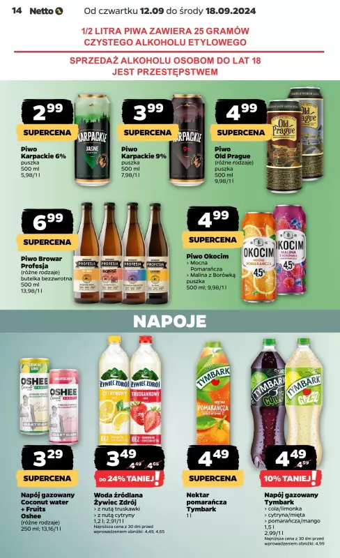 Netto - gazetka promocyjna Gazetka Spożywcza od czwartku od czwartku 12.09 do środy 18.09 - strona 14