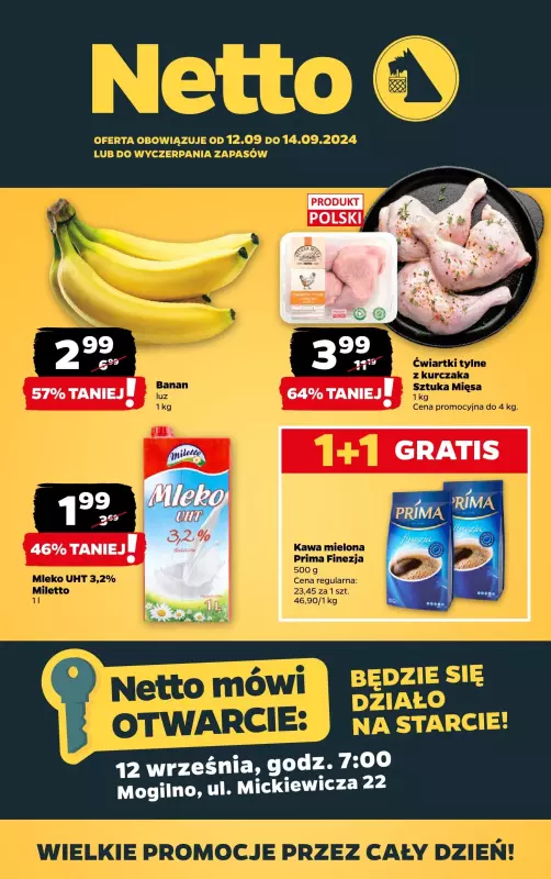 Netto - gazetka promocyjna Mogilno - Wielkie Otwarcie już w czwartek 12.09! od czwartku 12.09 do soboty 14.09