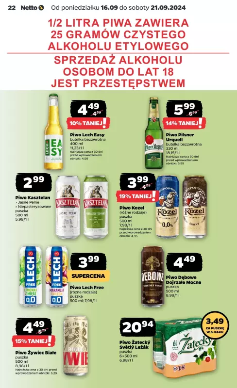 Netto - gazetka promocyjna Gazetka od poniedziałku od poniedziałku 16.09 do soboty 21.09 - strona 22