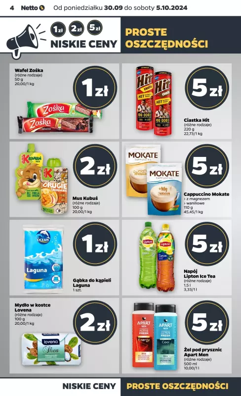 Netto - gazetka promocyjna Gazetka Spożywcza od poniedziałku 30.09 do soboty 05.10 - strona 4