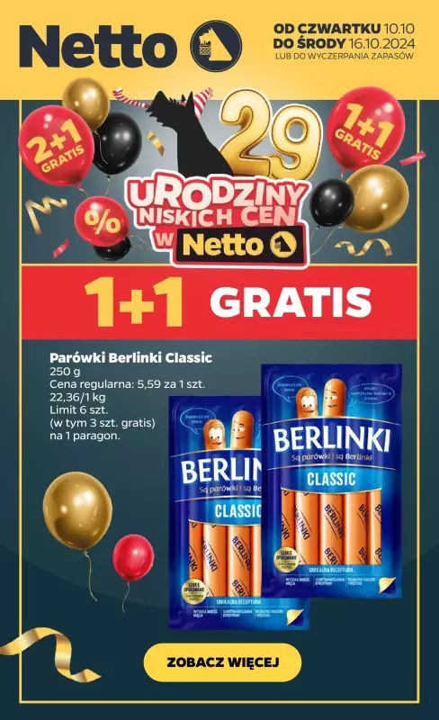 Netto - gazetka promocyjna Promocje z okazji 29 urodzin Netto! od piątku 11.10 do soboty 12.10