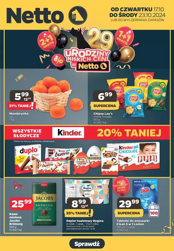 Netto - gazetka promocyjna Urodzinowe promocje w Netto! od czwartku 17.10 do soboty 19.10