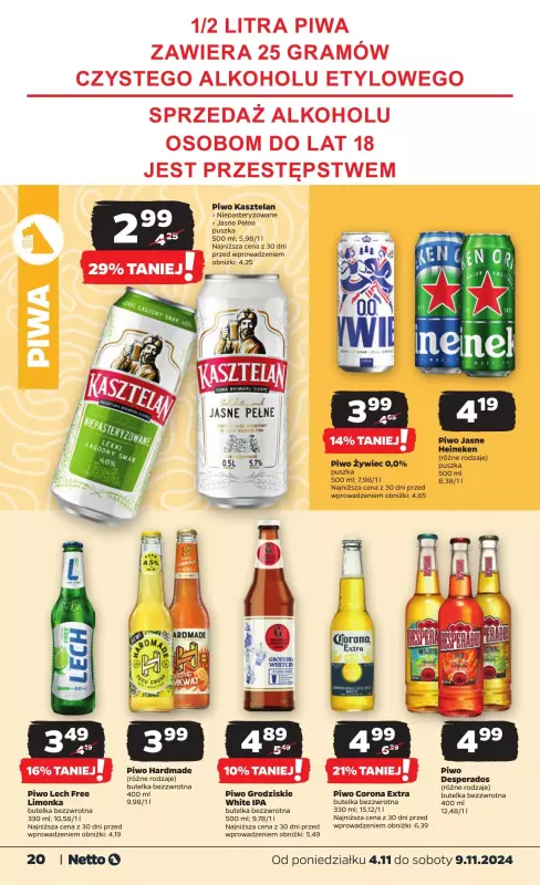 Netto - gazetka promocyjna Gazetka Spożywcza od poniedziałku 04.11 do soboty 09.11 - strona 20