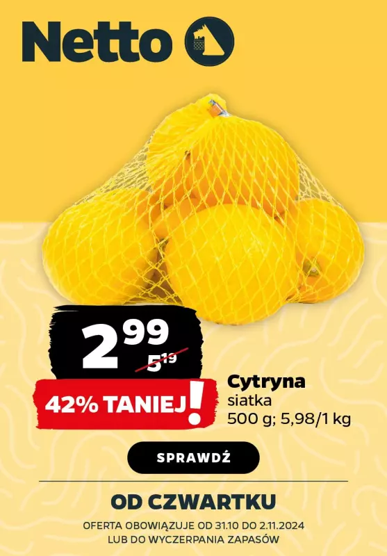 Netto - gazetka promocyjna BOMBY CENOWE TYLKO W SOBOTĘ od soboty 02.11 do soboty 02.11