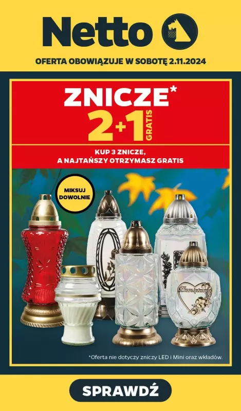 Netto - gazetka promocyjna ZNICZE 2+1 GRATIS  