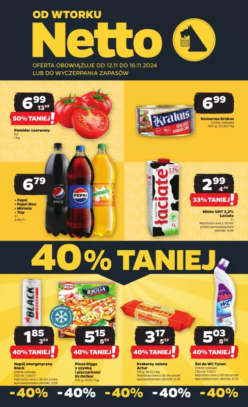 Netto - gazetka promocyjna Gazetka Spożywcza od wtorku 12.11 do soboty 16.11