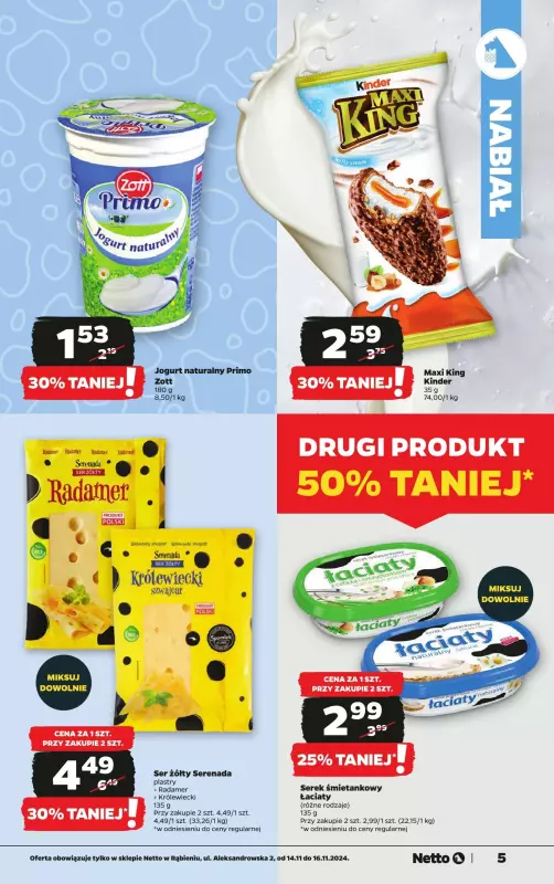 Netto - gazetka promocyjna Rabień WIELKIE OTWARCIE 14.11 od czwartku 14.11 do soboty 16.11 - strona 5