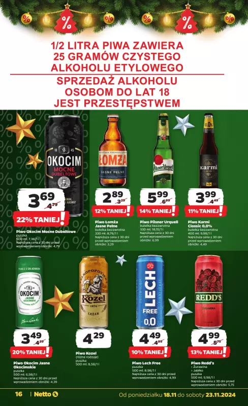 Netto - gazetka promocyjna Gazetka Spożywcza od poniedziałku 18.11 do soboty 23.11 - strona 16