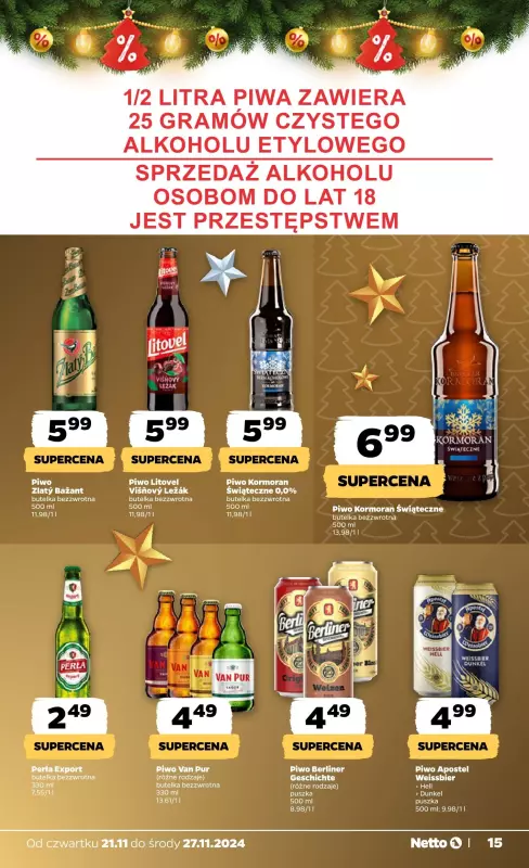 Netto - gazetka promocyjna Gazetka Spożywcza od czwartku od czwartku 21.11 do środy 27.11 - strona 15