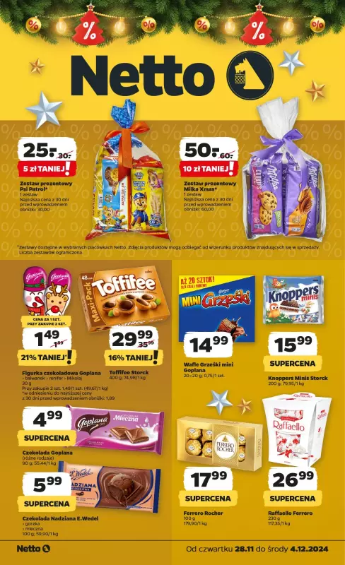 Netto - gazetka promocyjna Słodkie Mikołajki w Netto! od czwartku 28.11 do soboty 30.11