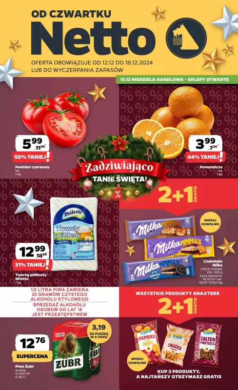 Netto - gazetka promocyjna Gazetka Spożywcza od czwartku 12.12 do środy 18.12