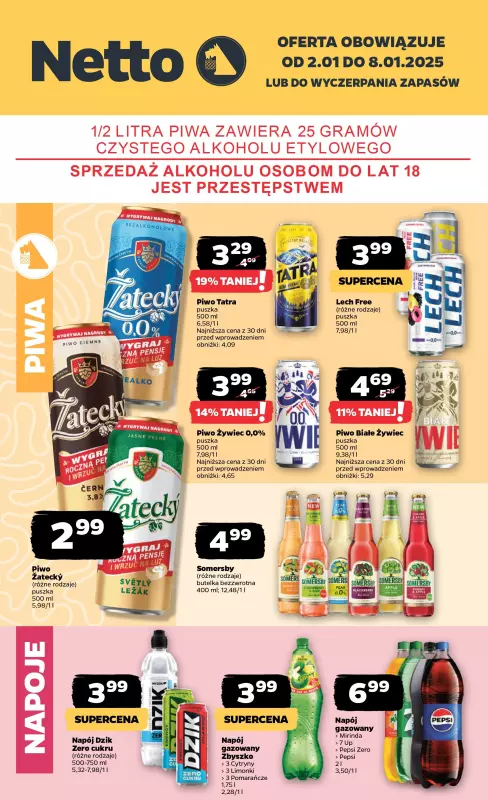 Netto - gazetka promocyjna Piwa w super cenach! od wtorku 31.12 do wtorku 31.12