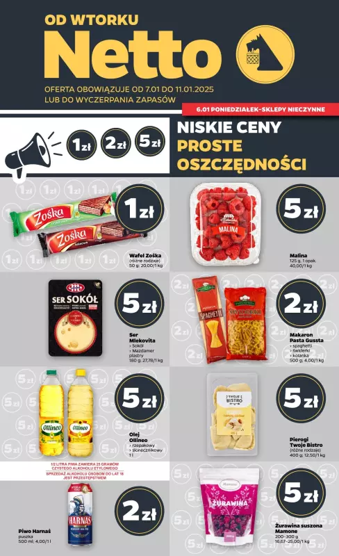 Netto - gazetka promocyjna Gazetka Spożywcza od wtorku od wtorku 07.01 do soboty 11.01