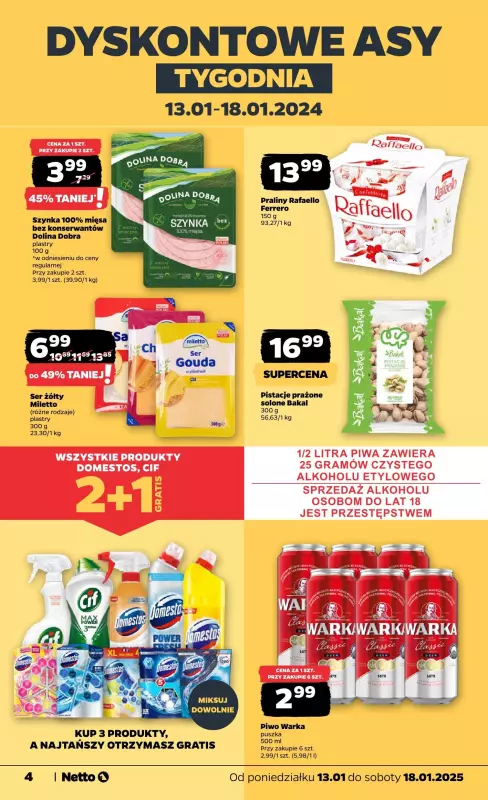 Netto - gazetka promocyjna Gazetka Spożywcza od poniedziałku 13.01 do soboty 18.01 - strona 4