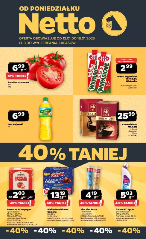 Netto - gazetka promocyjna Gazetka Spożywcza od poniedziałku 13.01 do soboty 18.01