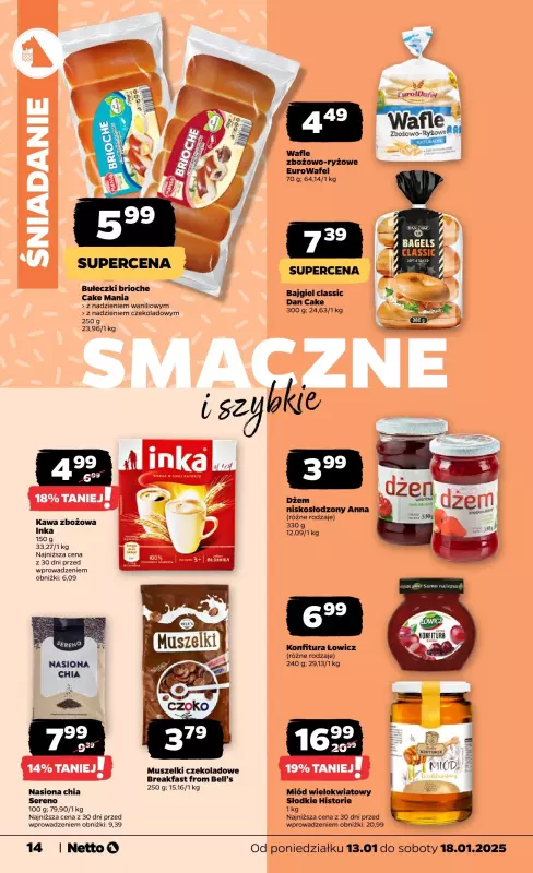 Netto - gazetka promocyjna Gazetka Spożywcza od poniedziałku 13.01 do soboty 18.01 - strona 14