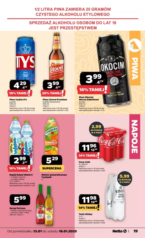 Netto - gazetka promocyjna Gazetka Spożywcza od poniedziałku 13.01 do soboty 18.01 - strona 19