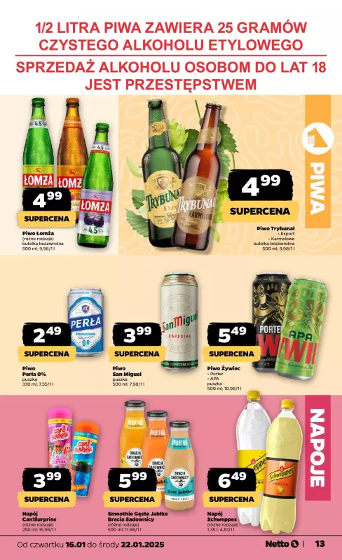 Netto - gazetka promocyjna Gazetka spożywcza od czwartku 16.01 do środy 22.01 - strona 13