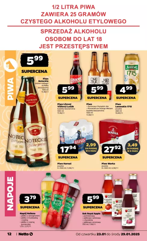 Netto - gazetka promocyjna Gazetka Spożywcza od czwartku 23.01 do środy 29.01 - strona 12