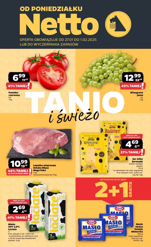 Netto - gazetka promocyjna Gazetka Spożywcza od poniedziałku 27.01 do soboty 01.02