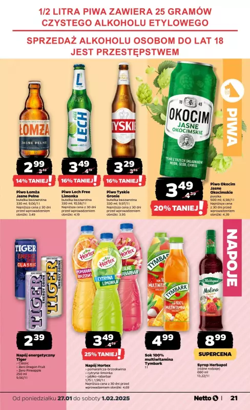 Netto - gazetka promocyjna Gazetka Spożywcza od poniedziałku 27.01 do soboty 01.02 - strona 21