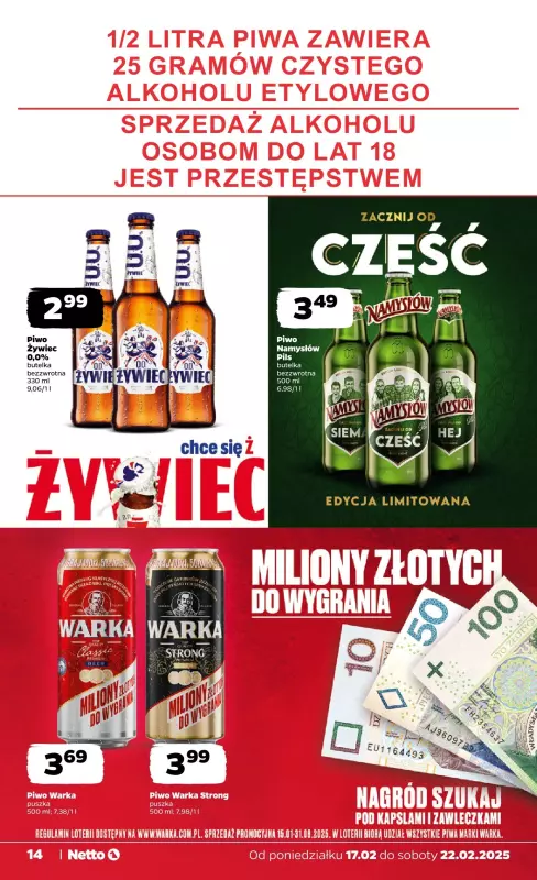 Netto - gazetka promocyjna Gazetka Spożywcza od poniedziałku 17.02 do soboty 22.02 - strona 14