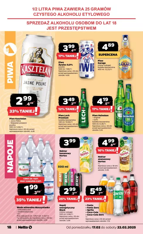 Netto - gazetka promocyjna Gazetka Spożywcza od poniedziałku 17.02 do soboty 22.02 - strona 18