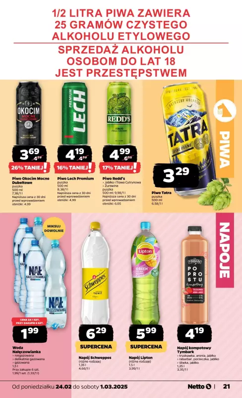 Netto - gazetka promocyjna Gazetka Spożywcza od poniedziałku 24.02 do soboty 01.03 - strona 21