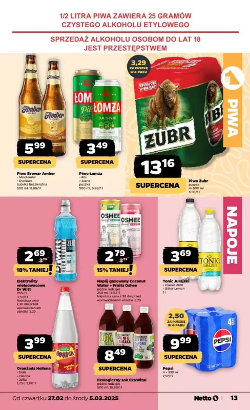 Netto - gazetka promocyjna Gazetka Spożywcza od czwartku 27.02 do środy 05.03 - strona 13