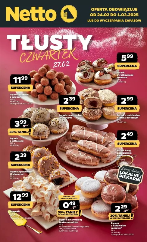 Netto - gazetka promocyjna Świętuj Tłusty Czwartek z Netto! od wtorku 25.02 do czwartku 27.02