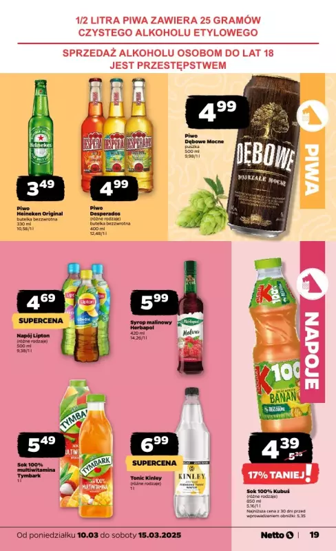 Netto - gazetka promocyjna Gazetka Spożywcza od poniedziałku 10.03 do soboty 15.03 - strona 19