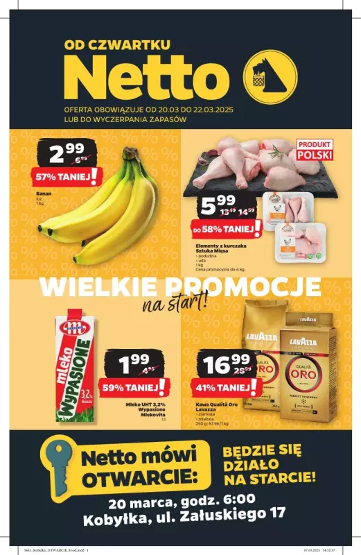 Netto - gazetka promocyjna Kobyłka - Wielkie Otwarcie już w czwartek 20.03! od czwartku 20.03 do soboty 22.03