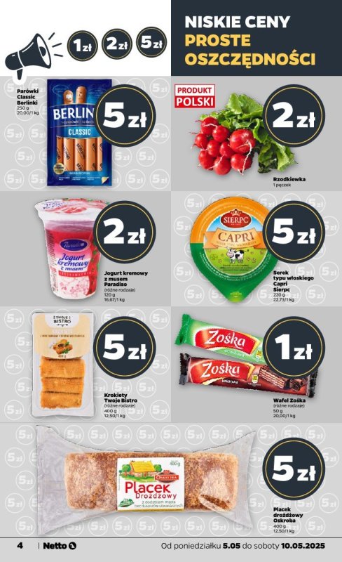 Netto - gazetka promocyjna Gazetka Spożywcza od poniedziałku 05.05 do soboty 10.05 - strona 4