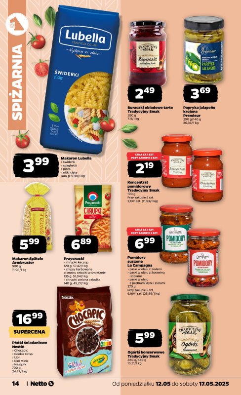 Netto - gazetka promocyjna Gazetka Spożywcza od poniedziałku 12.05 do soboty 17.05 - strona 14