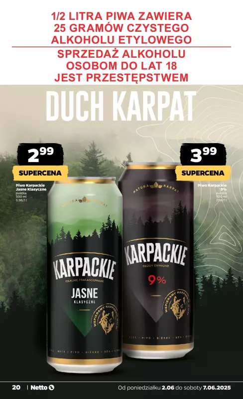 Netto - gazetka promocyjna Gazetka Spożywcza od poniedziałku 02.06 do soboty 07.06 - strona 20