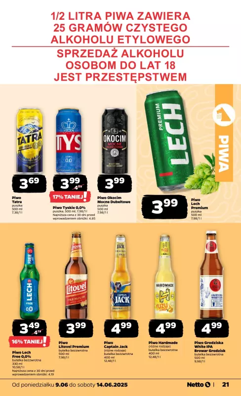 Netto - gazetka promocyjna Gazetka Spożywcza od poniedziałku 09.06 do soboty 14.06 - strona 21
