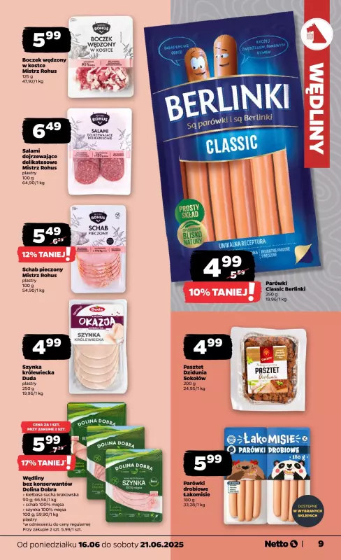 Netto - gazetka promocyjna Gazetka Spożywcza od poniedziałku 16.06 do soboty 21.06 - strona 9