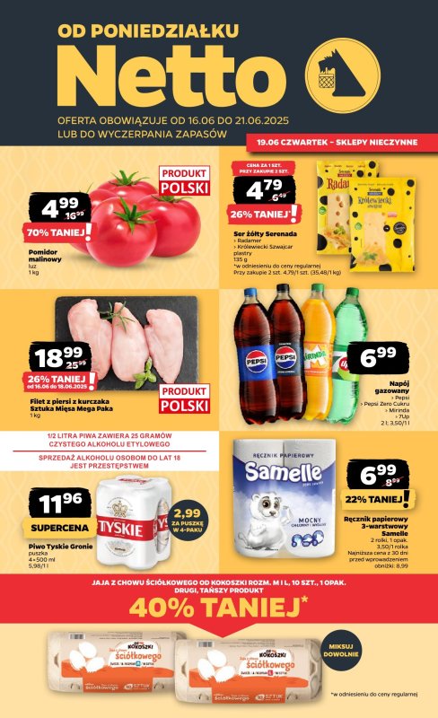 Netto - gazetka promocyjna Gazetka Spożywcza od poniedziałku 16.06 do soboty 21.06