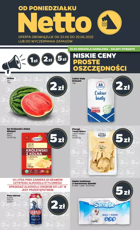 Netto - gazetka promocyjna Gazetka Spożywcza od poniedziałku 23.06 do niedzieli 29.06