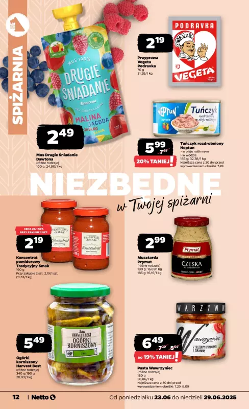 Netto - gazetka promocyjna Gazetka Spożywcza od poniedziałku 23.06 do niedzieli 29.06 - strona 12