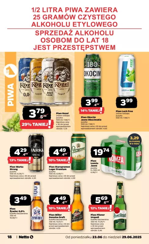 Netto - gazetka promocyjna Gazetka Spożywcza od poniedziałku 23.06 do niedzieli 29.06 - strona 18