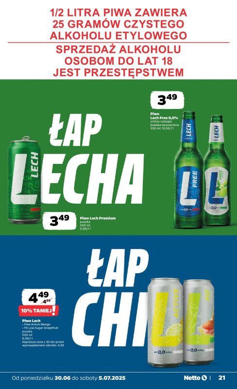 Netto - gazetka promocyjna Gazetka Spożywcza od poniedziałku 30.06 do soboty 05.07 - strona 21