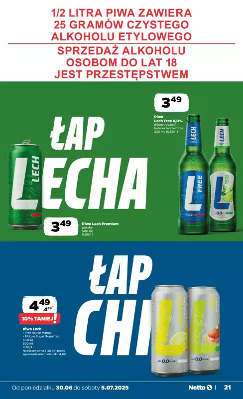 Netto - gazetka promocyjna Gazetka Spożywcza od poniedziałku 30.06 do soboty 05.07 - strona 21