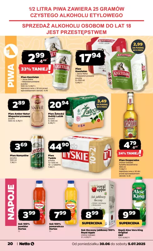 Netto - gazetka promocyjna Gazetka Spożywcza od poniedziałku 30.06 do soboty 05.07 - strona 20