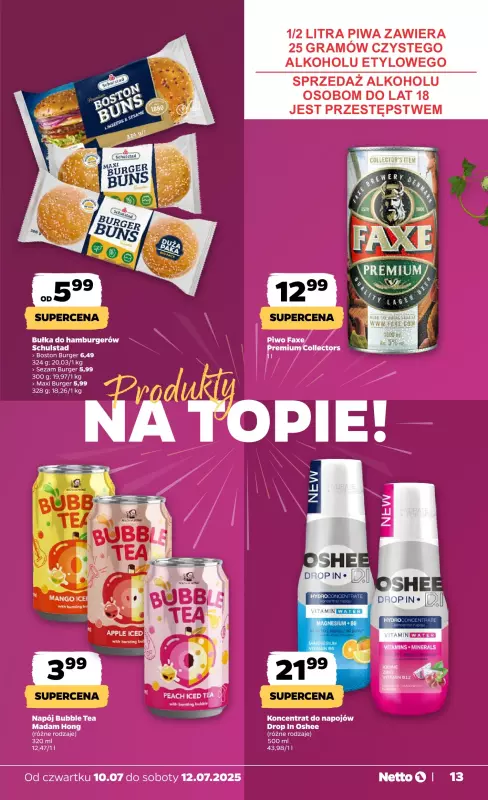 Netto - gazetka promocyjna Gazetka Spożywcza od czwartku 10.07 do soboty 12.07 - strona 13
