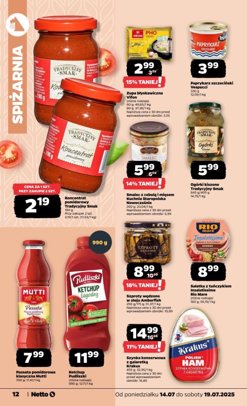 Netto - gazetka promocyjna Gazetka Spożywcza od poniedziałku 14.07 do soboty 19.07 - strona 12