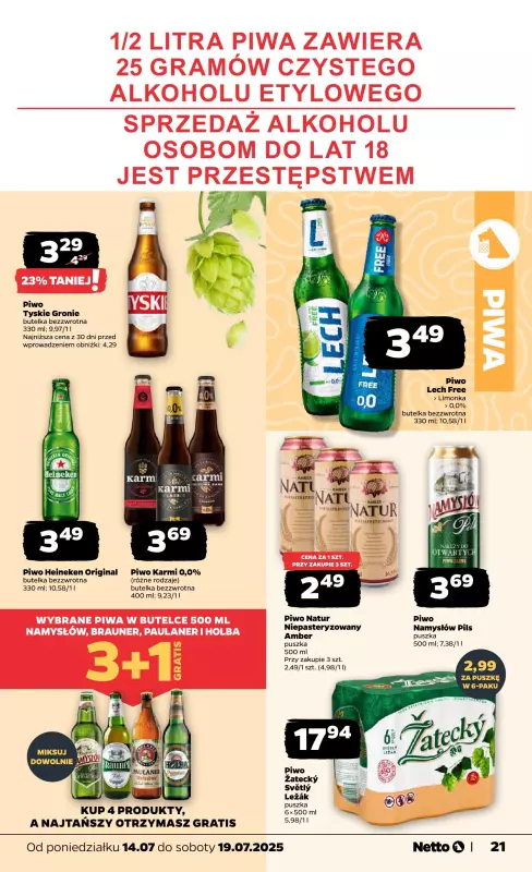 Netto - gazetka promocyjna Gazetka Spożywcza od poniedziałku 14.07 do soboty 19.07 - strona 21