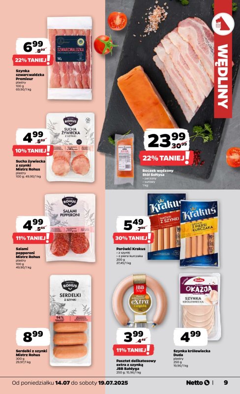 Netto - gazetka promocyjna Gazetka Spożywcza od poniedziałku 14.07 do soboty 19.07 - strona 9